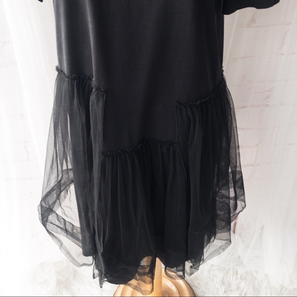 JNBY Women's Black Dress with Asymmetrical Tulle Design - Size Medium - Picture 11 of 14